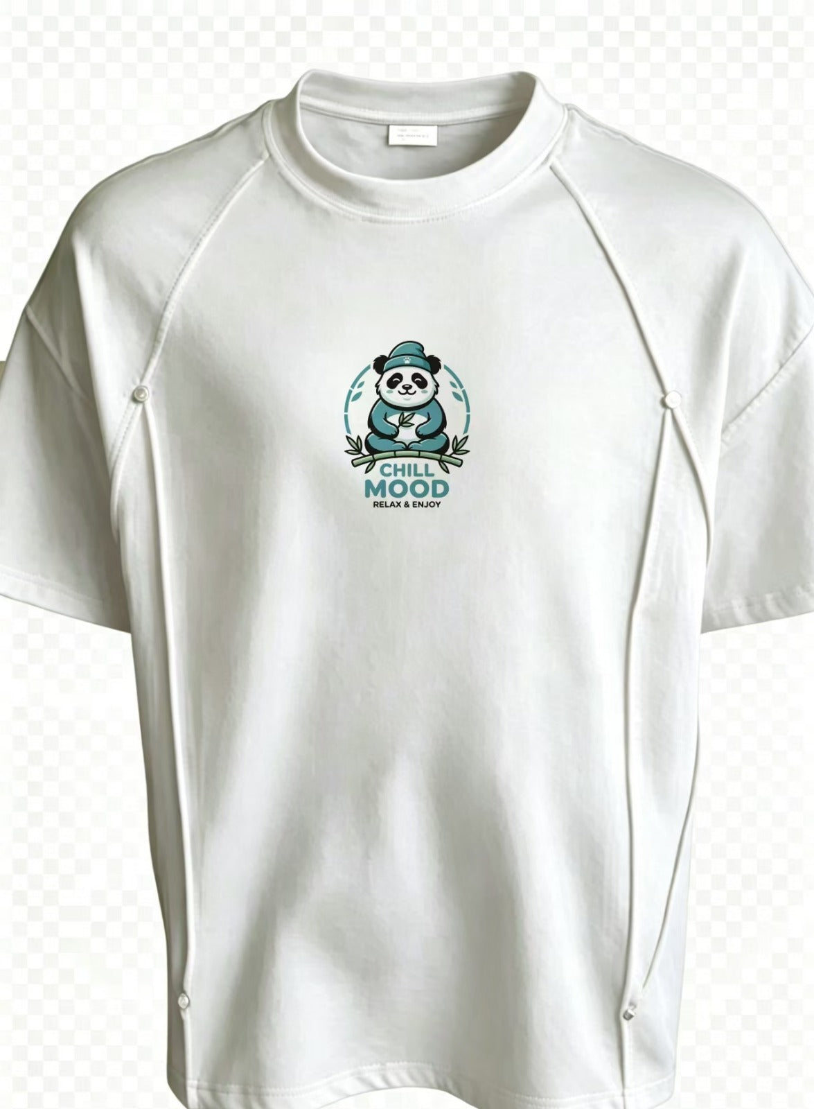 "Chill mood" of "The moody panda" permium cotton tee